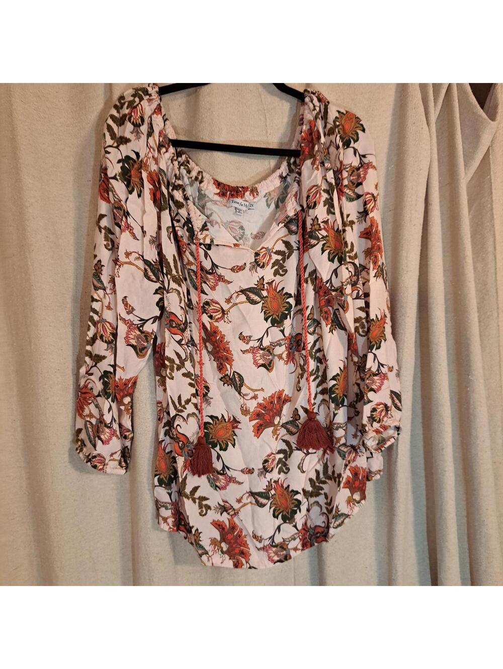 Time for Me Floral Bohemian Blouse 2X
